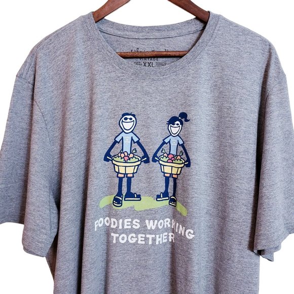 Life is Good Vintage Mens Foodie Working Together Gray T-Shirt Size XXL - Picture 3 of 13